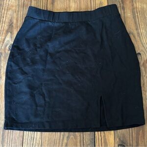 Rachel Black Mini Skirt with Front Notch